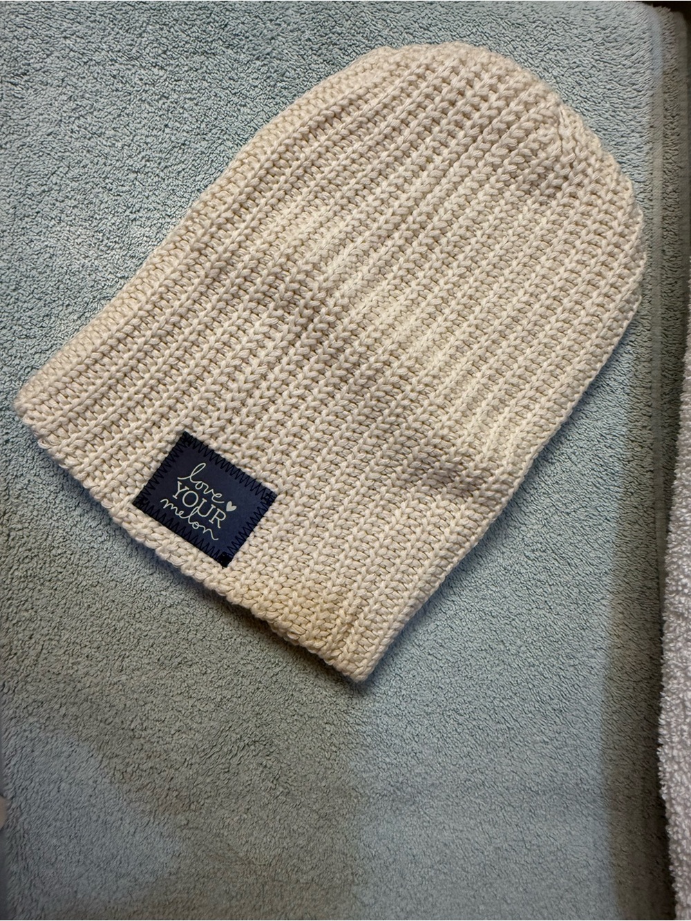 Love Your Melon Natural Reflective Patched Knit Beanie